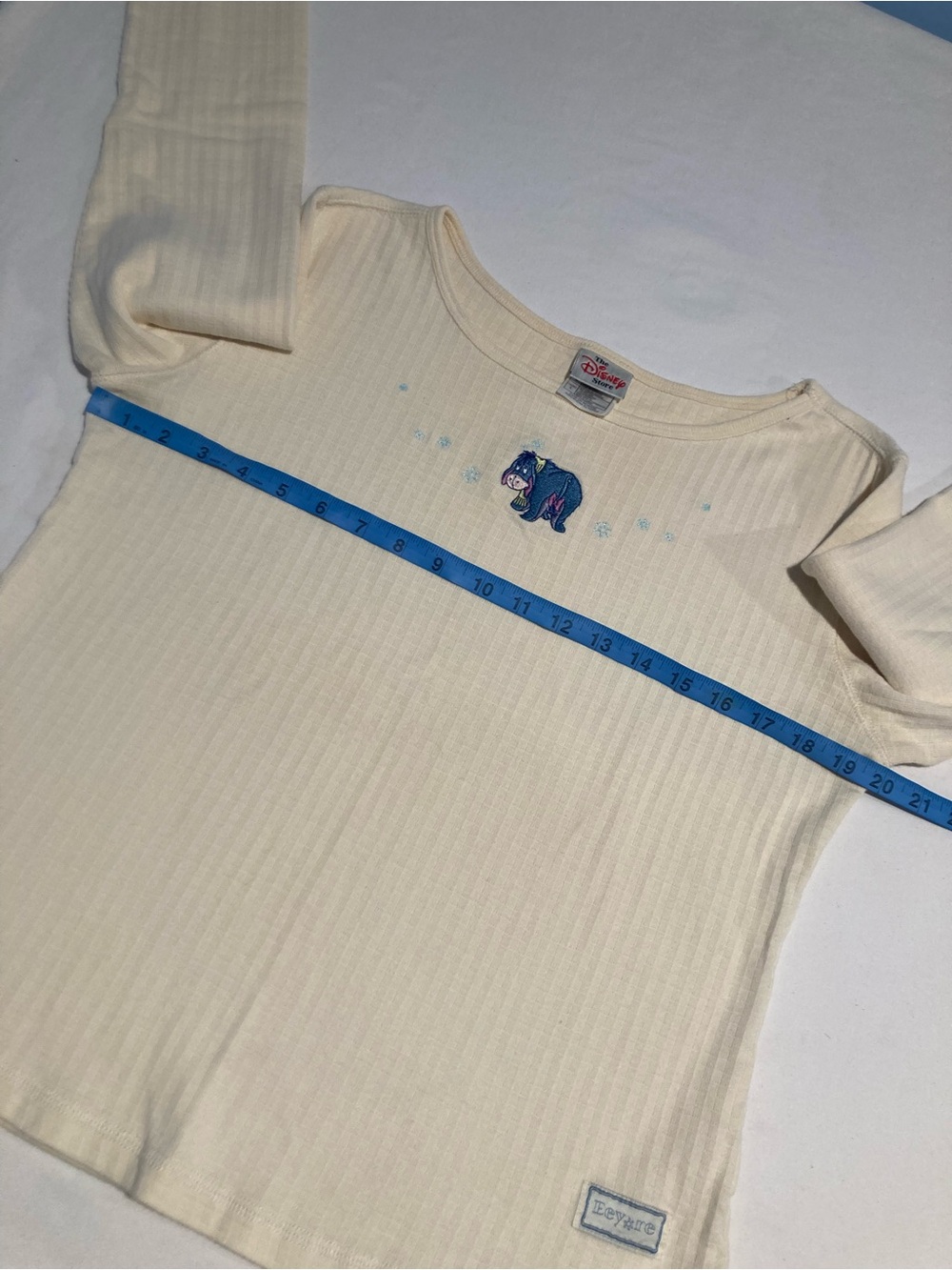Vintage The Disney Store Cream Ribbed Long Sleeve Top with Subtle Logo Tag - Picture 6 of 11